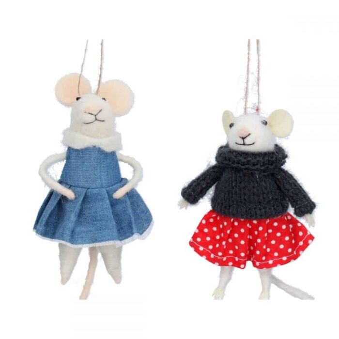 Gisela Graham Wool Mix Mice x2